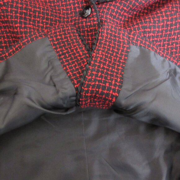 Perceptions Womens Blazer Jacket Size 10 Textured Black Red 3-Button Career - Picture 5 of 6